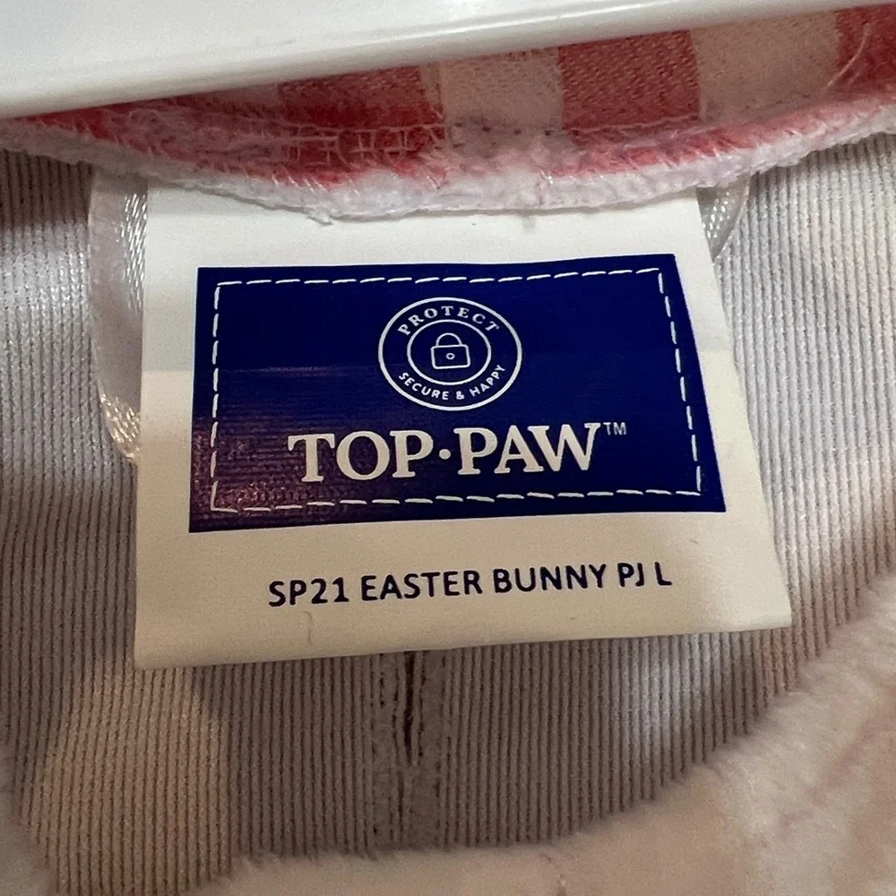 Top Paw White‎ Pink Gingham Accent Easter Bunny Hooded Dog Onesie. Large. NWT.